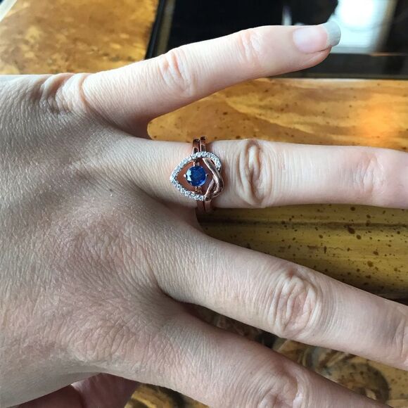 Natural Kyanite Moissanite Sterling Silver Ring Size 5.75 - Picture 2 of 9